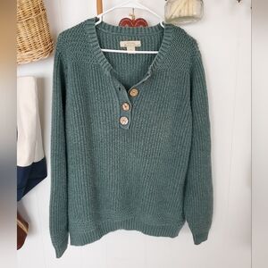 Vintage Natural Reflections green henley sweater